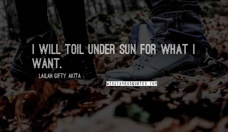 Lailah Gifty Akita Quotes: I will toil under sun for what I want.