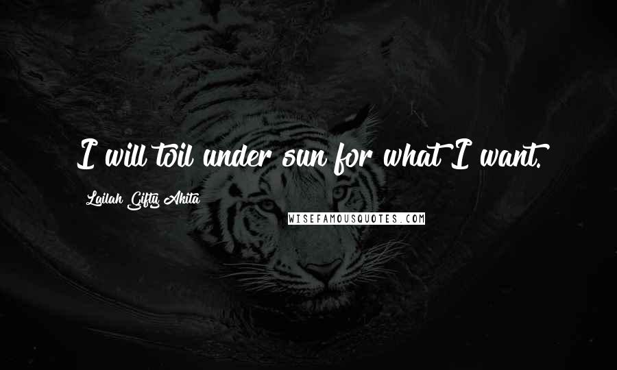 Lailah Gifty Akita Quotes: I will toil under sun for what I want.