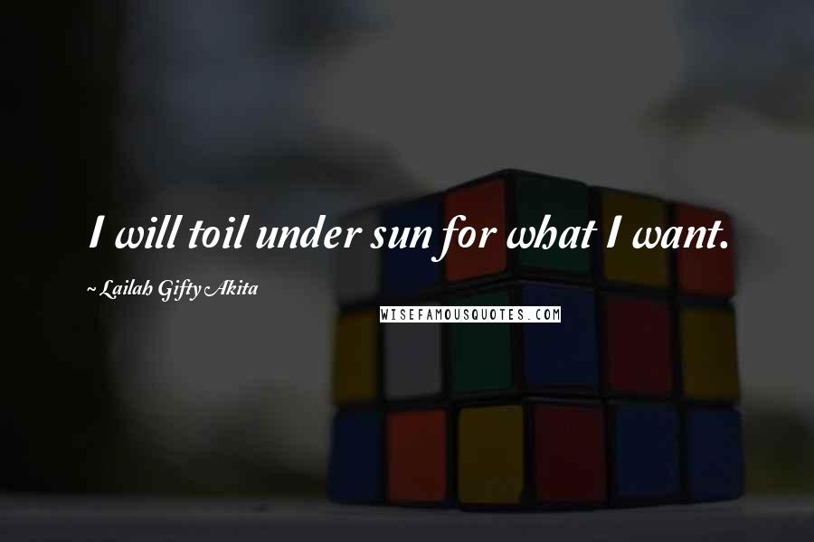 Lailah Gifty Akita Quotes: I will toil under sun for what I want.