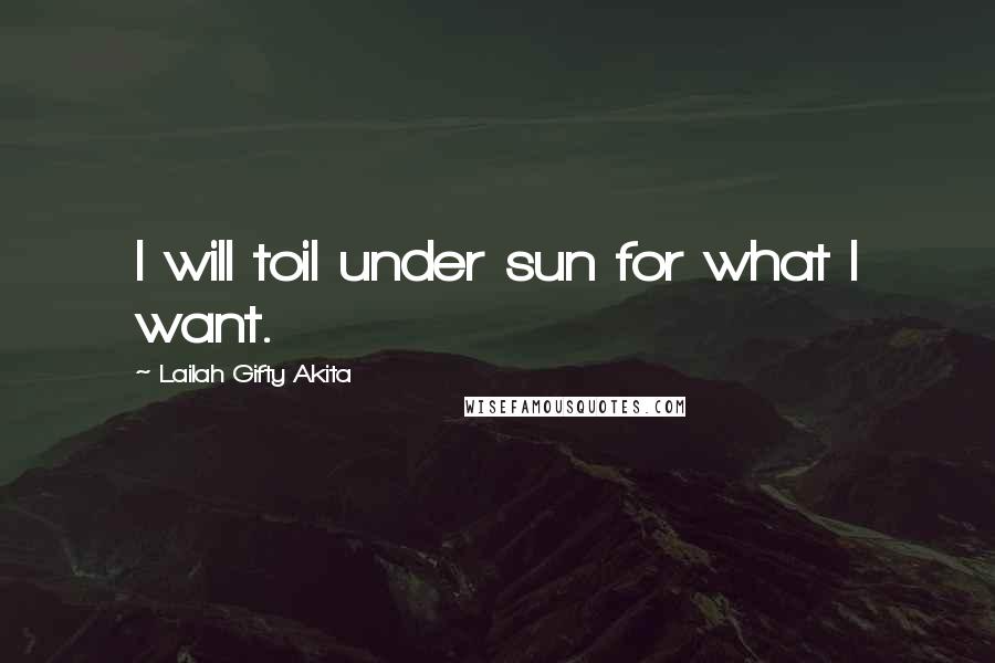 Lailah Gifty Akita Quotes: I will toil under sun for what I want.