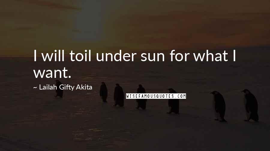 Lailah Gifty Akita Quotes: I will toil under sun for what I want.