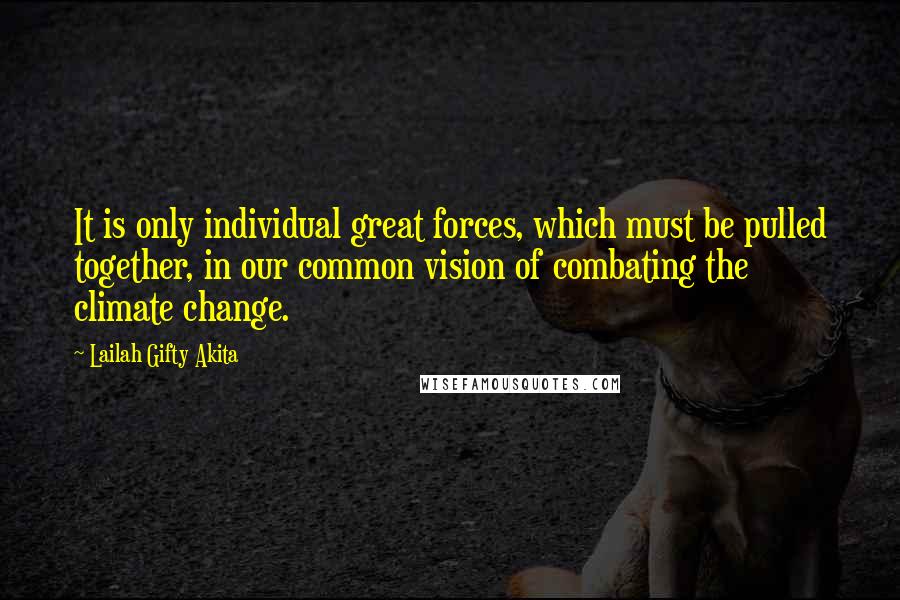 Lailah Gifty Akita Quotes: It is only individual great forces, which must be pulled together, in our common vision of combating the climate change.