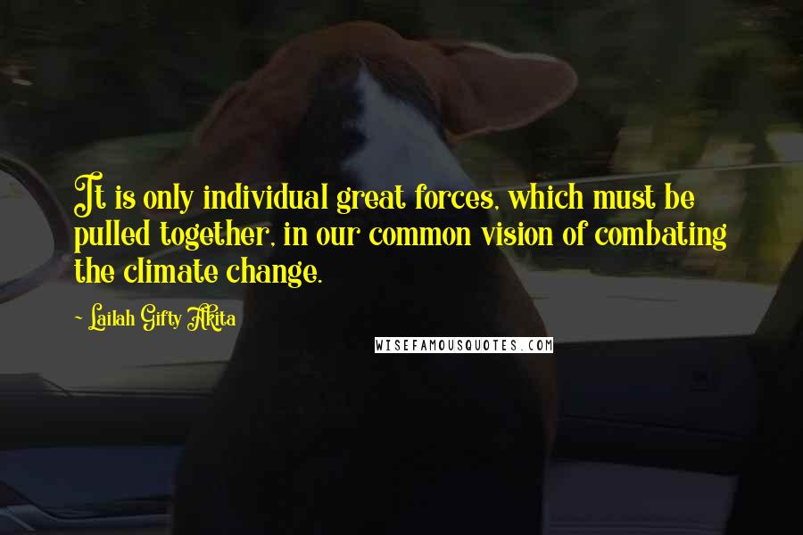 Lailah Gifty Akita Quotes: It is only individual great forces, which must be pulled together, in our common vision of combating the climate change.