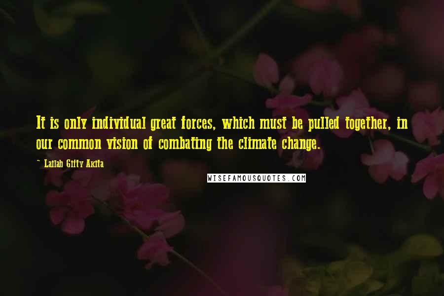 Lailah Gifty Akita Quotes: It is only individual great forces, which must be pulled together, in our common vision of combating the climate change.