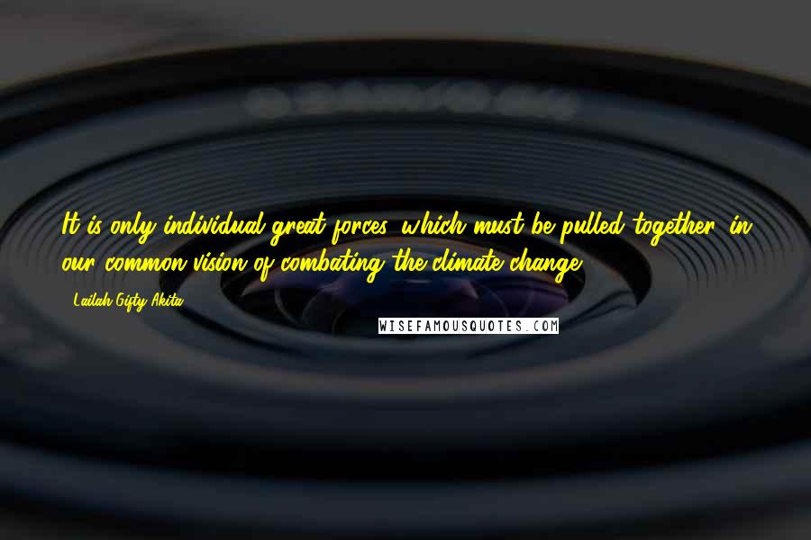 Lailah Gifty Akita Quotes: It is only individual great forces, which must be pulled together, in our common vision of combating the climate change.