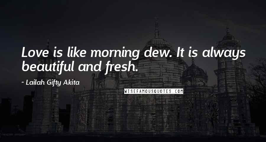 Lailah Gifty Akita Quotes: Love is like morning dew. It is always beautiful and fresh.