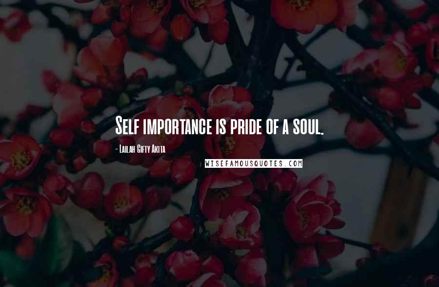 Lailah Gifty Akita Quotes: Self importance is pride of a soul.