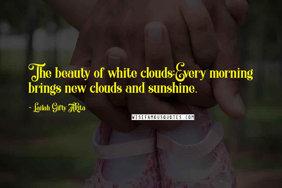 Lailah Gifty Akita Quotes: The beauty of white clouds:Every morning brings new clouds and sunshine.