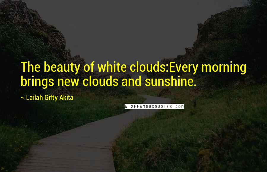 Lailah Gifty Akita Quotes: The beauty of white clouds:Every morning brings new clouds and sunshine.