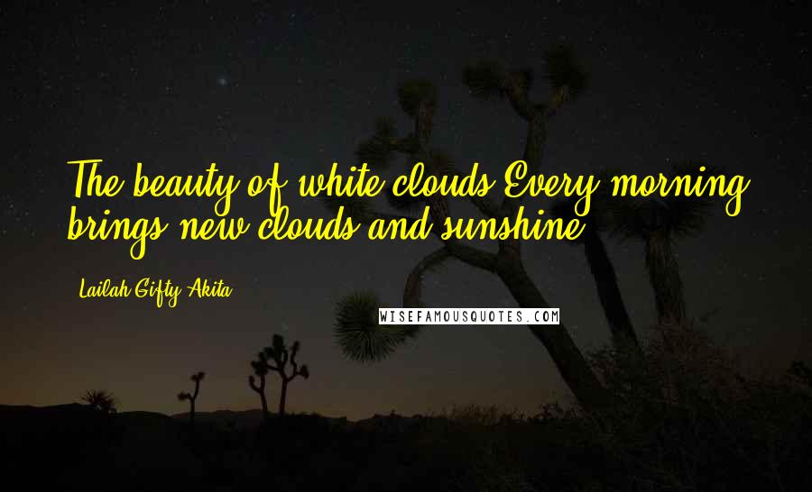 Lailah Gifty Akita Quotes: The beauty of white clouds:Every morning brings new clouds and sunshine.