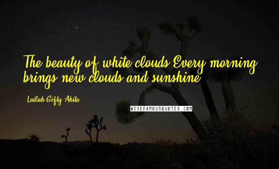 Lailah Gifty Akita Quotes: The beauty of white clouds:Every morning brings new clouds and sunshine.