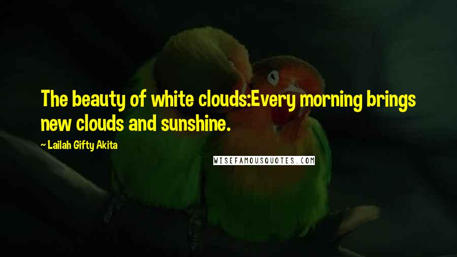 Lailah Gifty Akita Quotes: The beauty of white clouds:Every morning brings new clouds and sunshine.