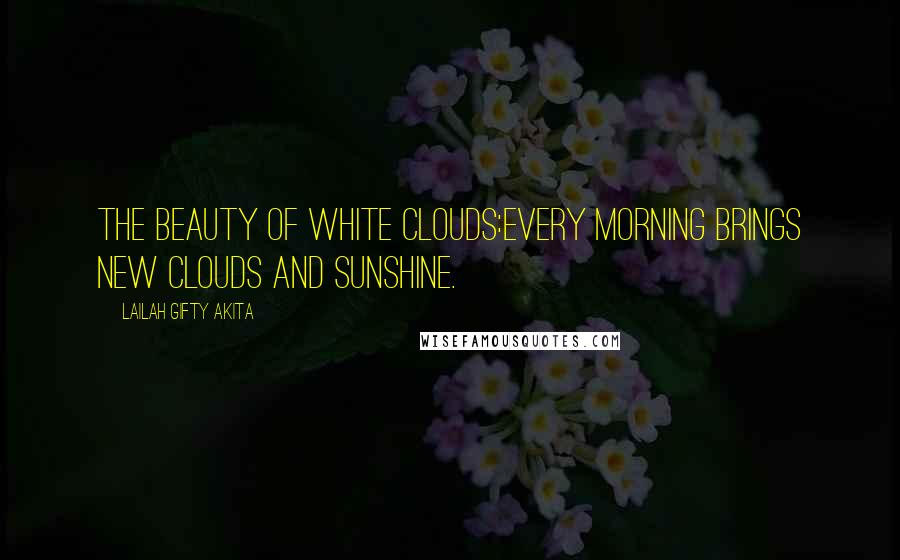 Lailah Gifty Akita Quotes: The beauty of white clouds:Every morning brings new clouds and sunshine.