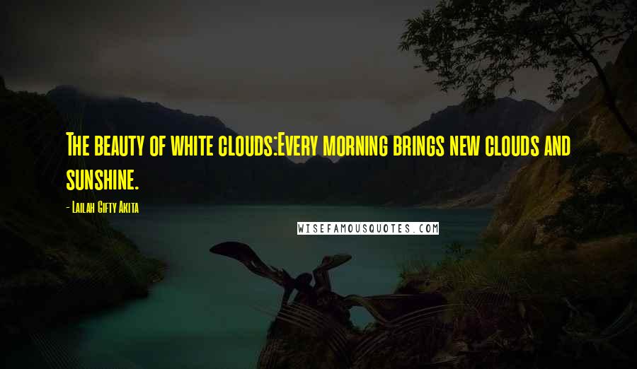 Lailah Gifty Akita Quotes: The beauty of white clouds:Every morning brings new clouds and sunshine.