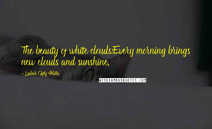 Lailah Gifty Akita Quotes: The beauty of white clouds:Every morning brings new clouds and sunshine.