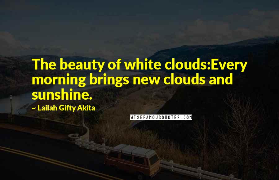 Lailah Gifty Akita Quotes: The beauty of white clouds:Every morning brings new clouds and sunshine.