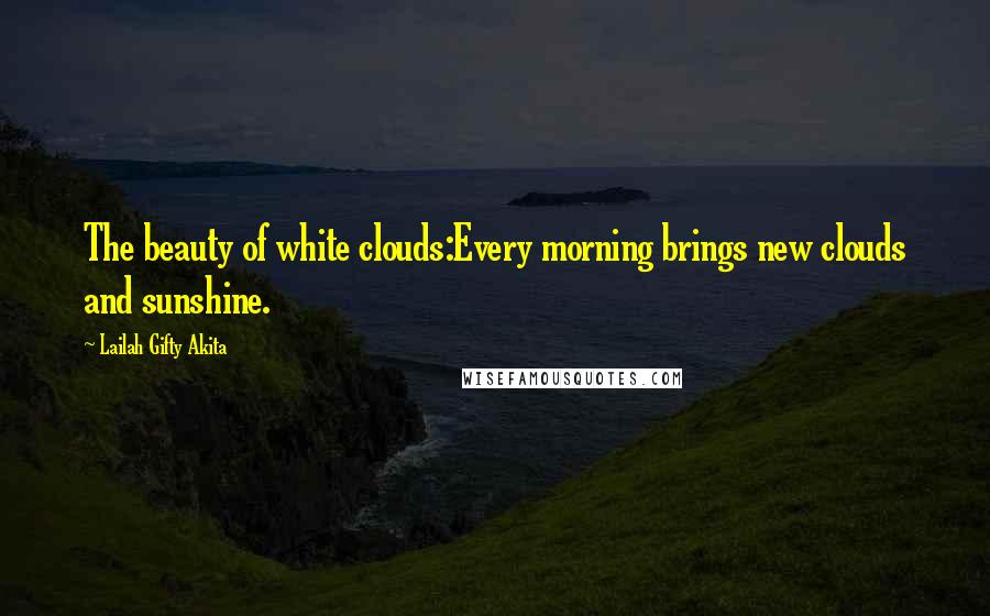 Lailah Gifty Akita Quotes: The beauty of white clouds:Every morning brings new clouds and sunshine.