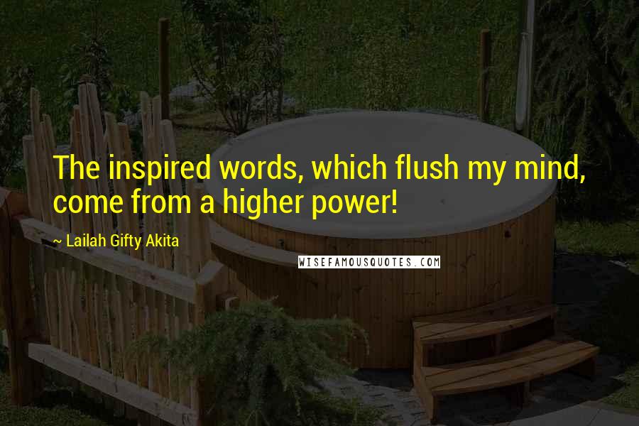 Lailah Gifty Akita Quotes: The inspired words, which flush my mind, come from a higher power!