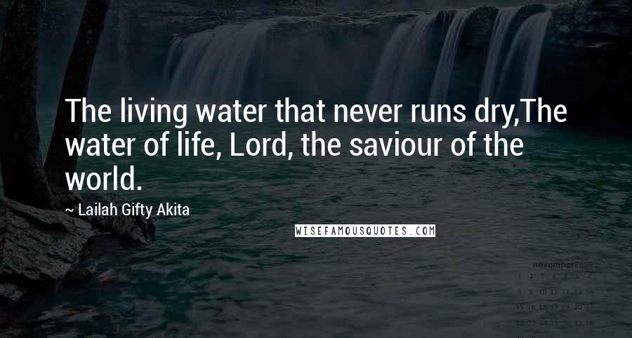 Lailah Gifty Akita Quotes: The living water that never runs dry,The water of life, Lord, the saviour of the world.