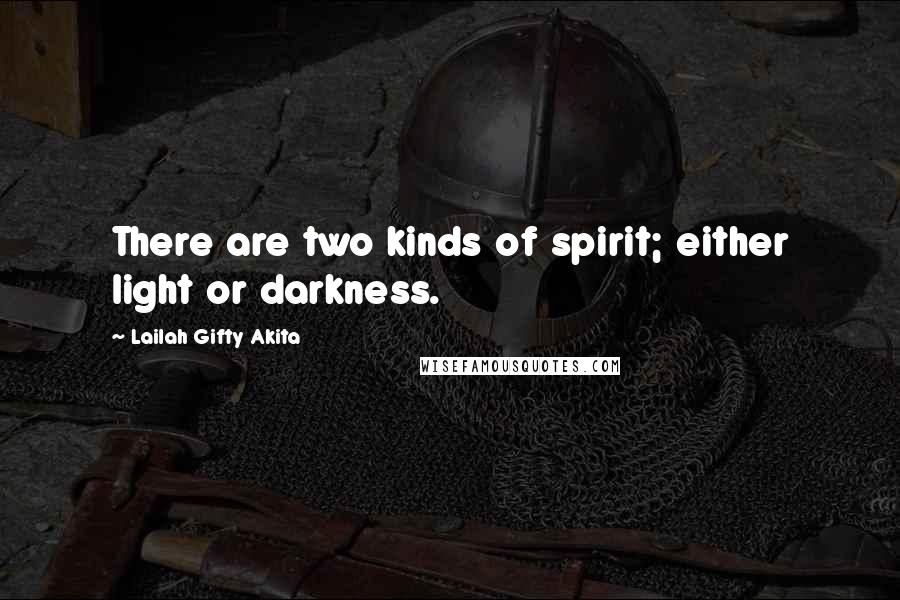 Lailah Gifty Akita Quotes: There are two kinds of spirit; either light or darkness.