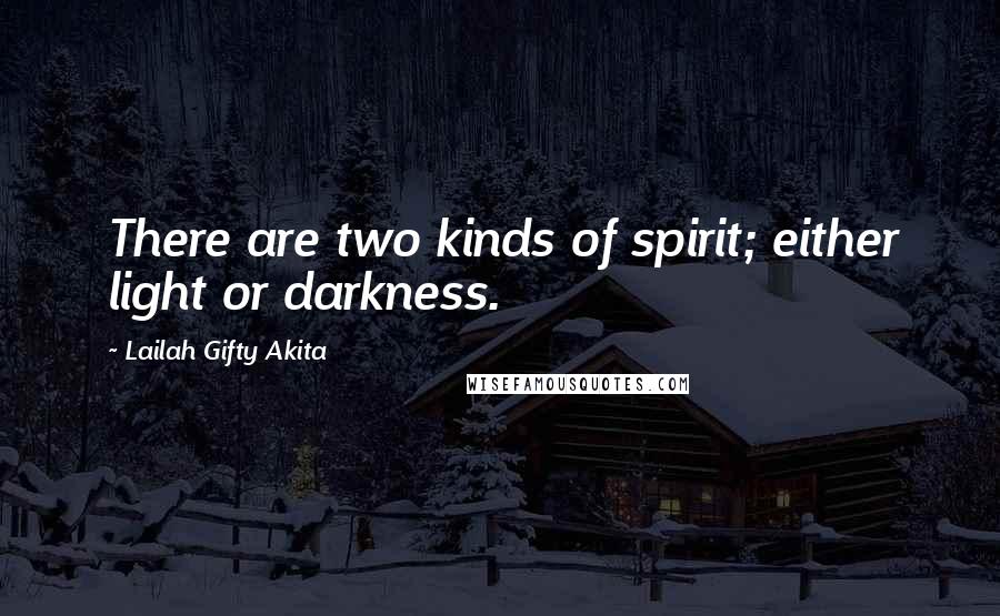 Lailah Gifty Akita Quotes: There are two kinds of spirit; either light or darkness.