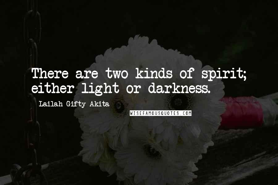 Lailah Gifty Akita Quotes: There are two kinds of spirit; either light or darkness.