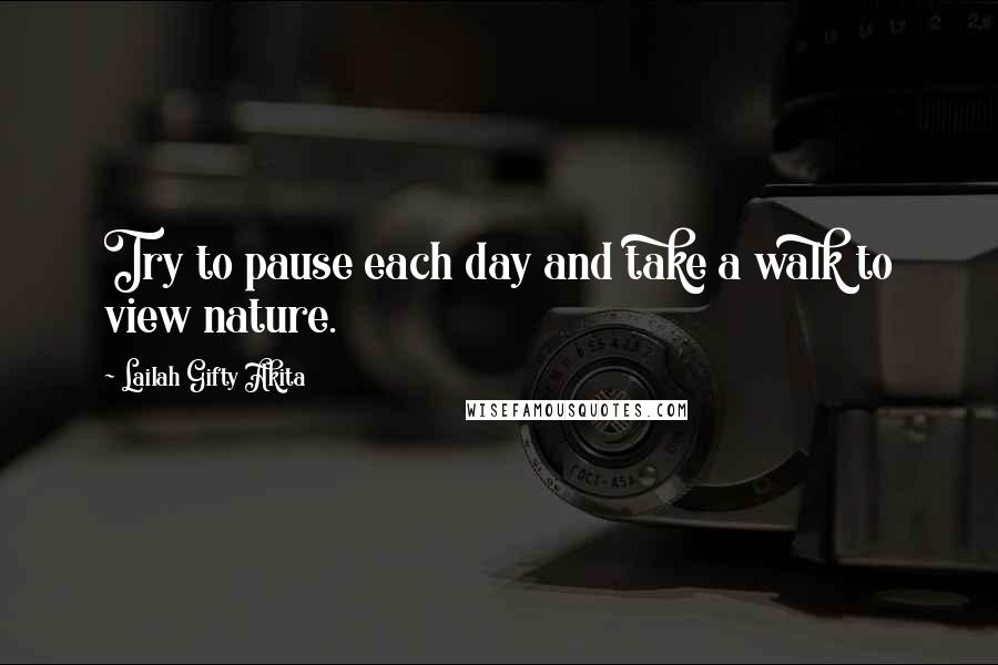 Lailah Gifty Akita Quotes: Try to pause each day and take a walk to view nature.