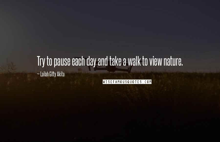 Lailah Gifty Akita Quotes: Try to pause each day and take a walk to view nature.