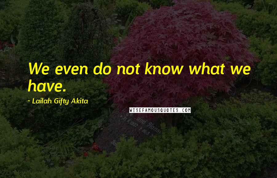 Lailah Gifty Akita Quotes: We even do not know what we have.