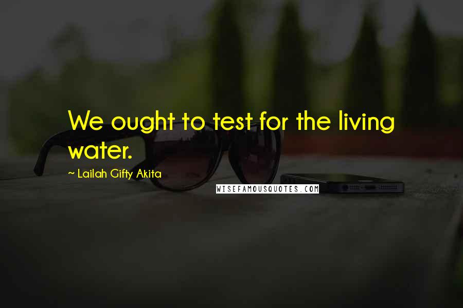 Lailah Gifty Akita Quotes: We ought to test for the living water.