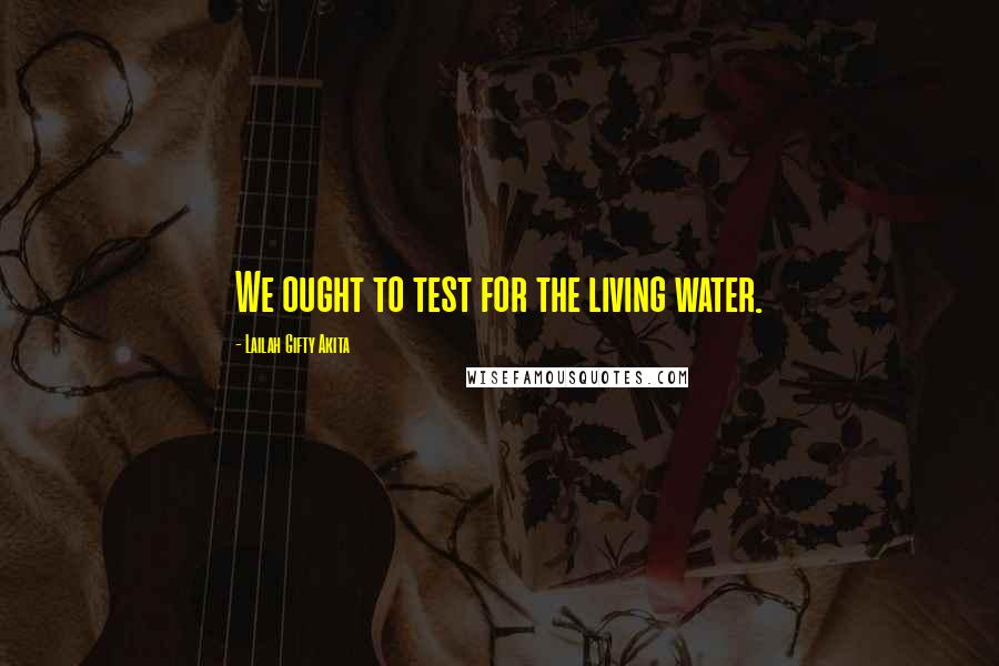 Lailah Gifty Akita Quotes: We ought to test for the living water.