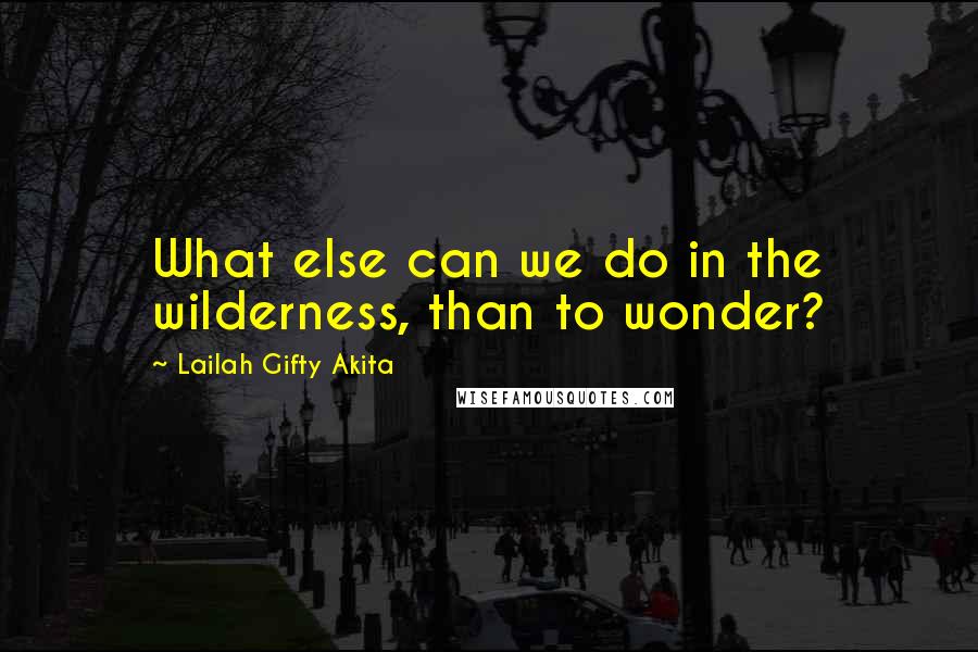 Lailah Gifty Akita Quotes: What else can we do in the wilderness, than to wonder?