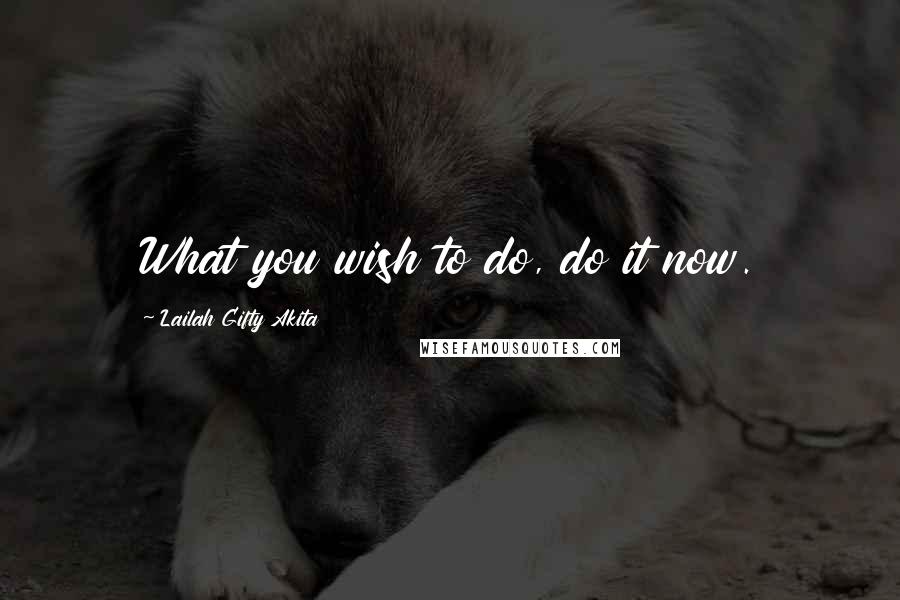 Lailah Gifty Akita Quotes: What you wish to do, do it now.