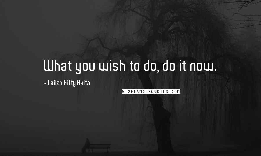 Lailah Gifty Akita Quotes: What you wish to do, do it now.