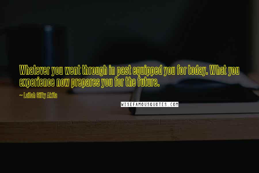 Lailah Gifty Akita Quotes: Whatever you went through in past equipped you for today. What you experience now prepares you for the future.