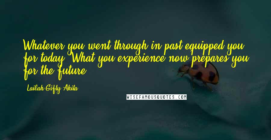 Lailah Gifty Akita Quotes: Whatever you went through in past equipped you for today. What you experience now prepares you for the future.