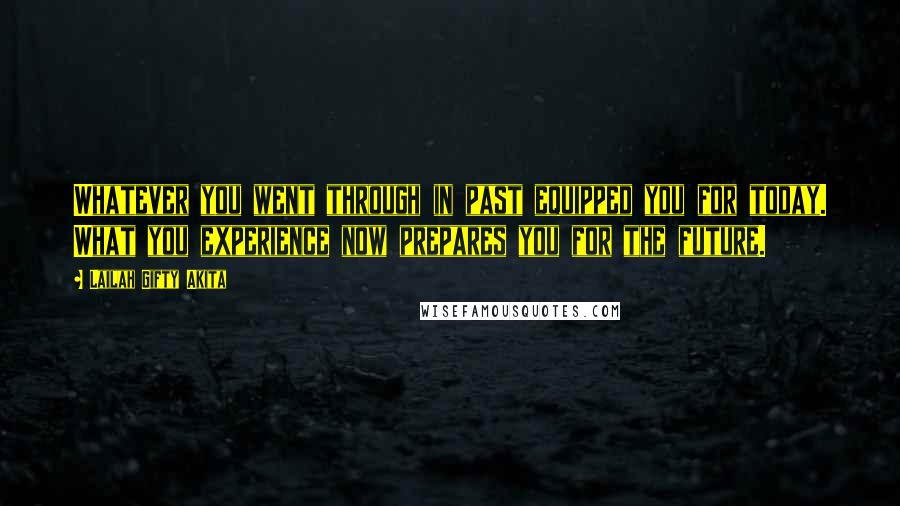 Lailah Gifty Akita Quotes: Whatever you went through in past equipped you for today. What you experience now prepares you for the future.