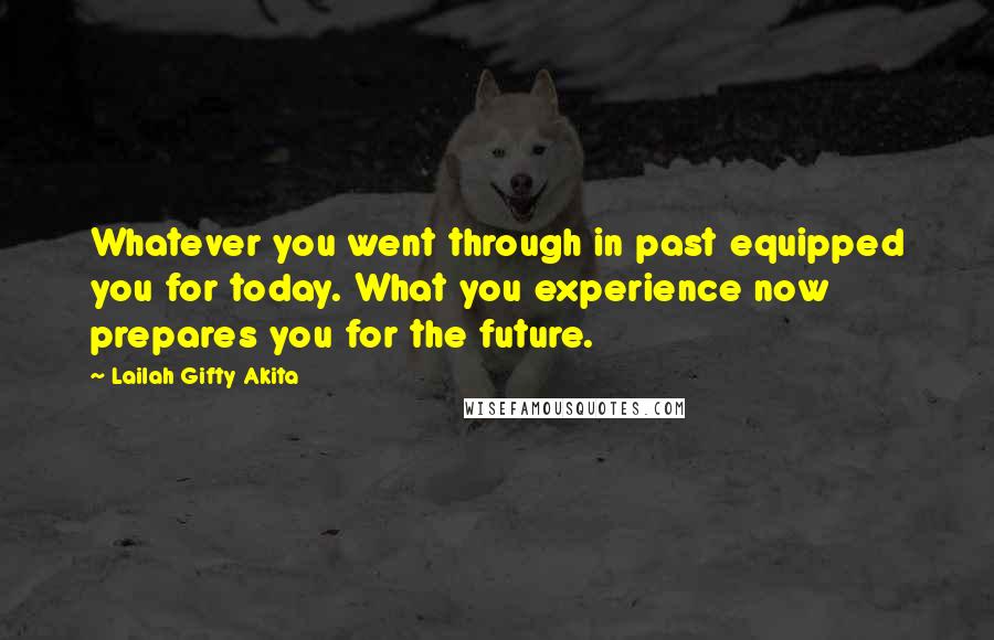 Lailah Gifty Akita Quotes: Whatever you went through in past equipped you for today. What you experience now prepares you for the future.