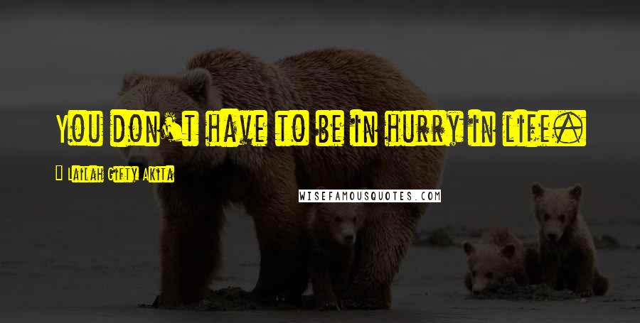 Lailah Gifty Akita Quotes: You don't have to be in hurry in life.