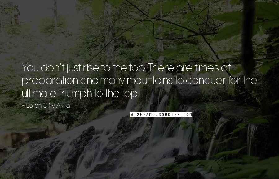 Lailah Gifty Akita Quotes: You don't just rise to the top. There are times of preparation and many mountains to conquer for the ultimate triumph to the top.