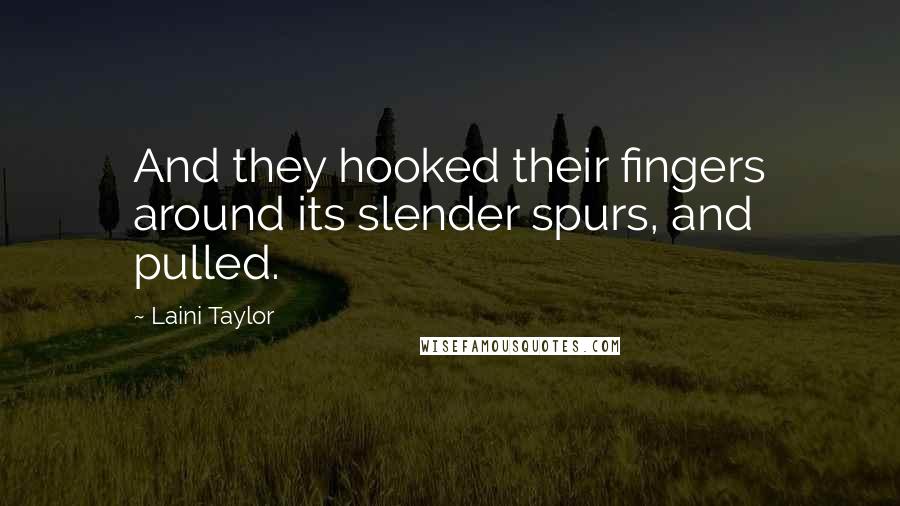 Laini Taylor Quotes: And they hooked their fingers around its slender spurs, and pulled.