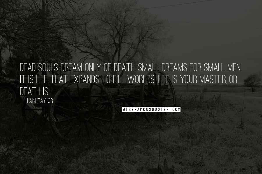 Laini Taylor Quotes: Dead souls dream only of death. Small dreams for small men. It is life that expands to fill worlds. Life is your master, or death is