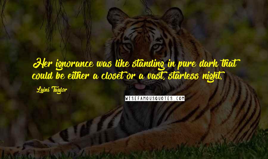 Laini Taylor Quotes: Her ignorance was like standing in pure dark that could be either a closet or a vast, starless night.