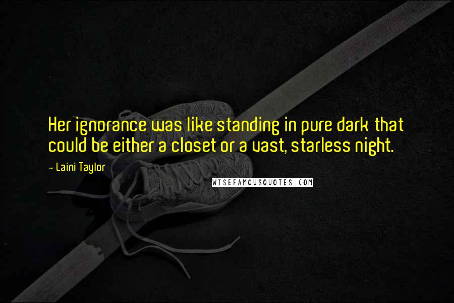 Laini Taylor Quotes: Her ignorance was like standing in pure dark that could be either a closet or a vast, starless night.