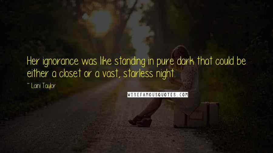 Laini Taylor Quotes: Her ignorance was like standing in pure dark that could be either a closet or a vast, starless night.