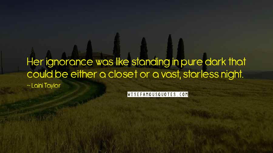 Laini Taylor Quotes: Her ignorance was like standing in pure dark that could be either a closet or a vast, starless night.