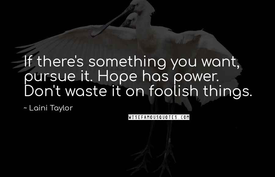 Laini Taylor Quotes: If there's something you want, pursue it. Hope has power. Don't waste it on foolish things.