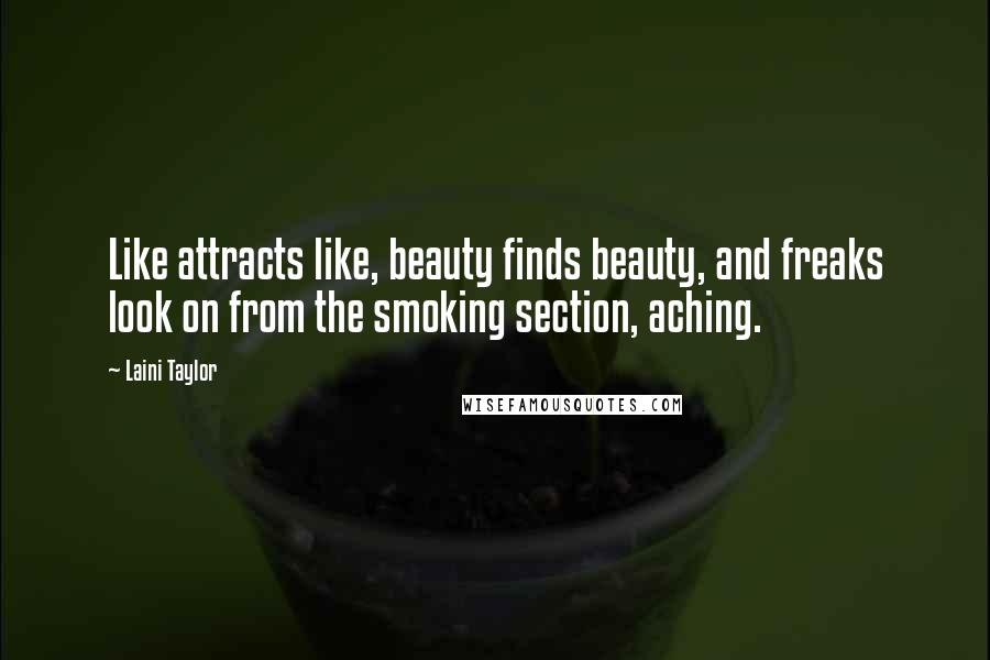 Laini Taylor Quotes: Like attracts like, beauty finds beauty, and freaks look on from the smoking section, aching.