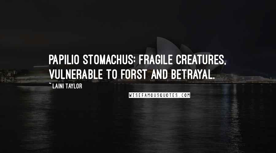 Laini Taylor Quotes: Papilio stomachus: fragile creatures, vulnerable to forst and betrayal.