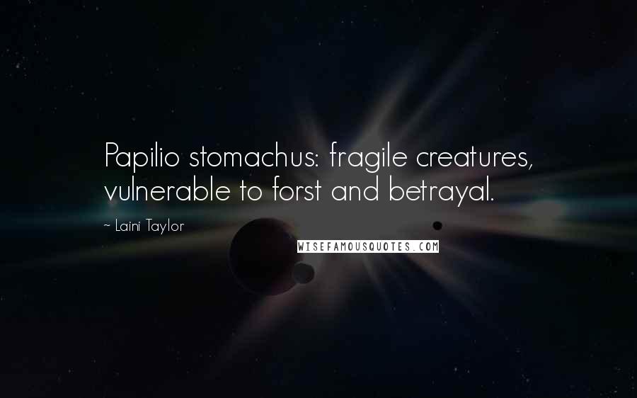 Laini Taylor Quotes: Papilio stomachus: fragile creatures, vulnerable to forst and betrayal.
